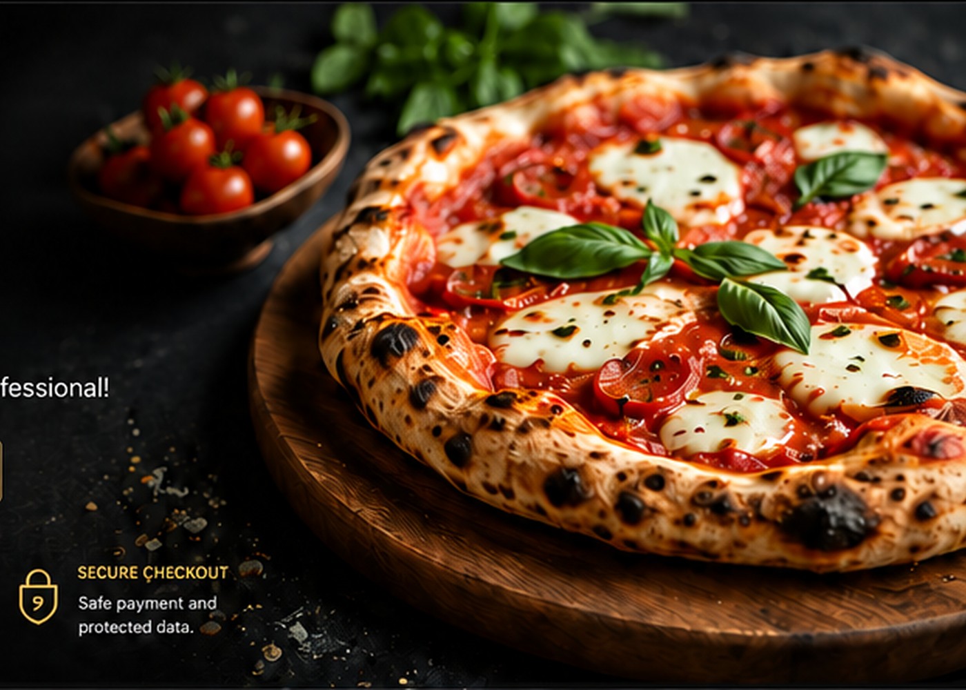 Handcrafted Neapolitan pizza with basil and tomatoes